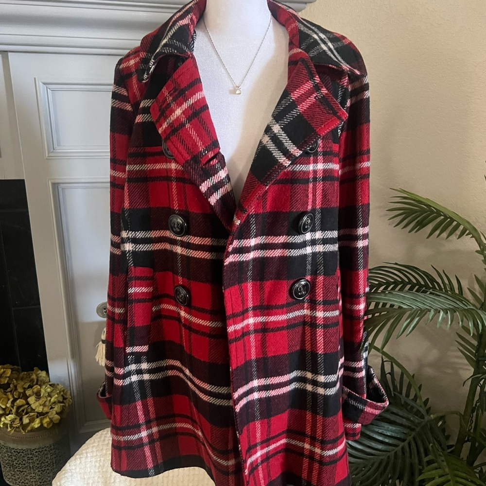 Vintage Forever 21 Wool Blend Plaid Double-Breasted Women's Coat L